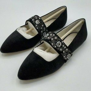 Bettye Muller Embroidered Strap Pointed Toe Black